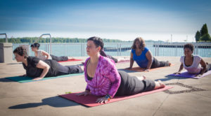 Diverse Yoga class featuring bigger bodies and women of color